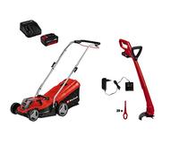 Einhell Tondeuse à gazon sans fil GE-CM 18/33 Li (1 x 4,0 Ah) Power X-Change(avec batterie 4,0 Ah et chargeur, jusqu'à 200m²)Livré avec Coupe-bordures GC-CT 18/24 Li P (1x1,5Ah) en KIT