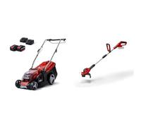 Einhell Tondeuse à Gazon sans Fil GE-CM 36/36 Li (Power X-Change, Moteur sans Charbon,Hauteur de Coupe à 6 Positions, avec 2 Batteries 4 Ah + 2 chargeurs) + Coupe-Bordures sans Fil GE-CT 18/28 Li