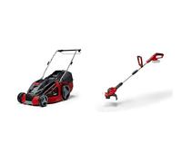 Einhell Tondeuse à gazon sans fil GE-CM 43 Li M KIT Power X-Change (36V, Largeur de coupe 43 cm, Surface conseillée 500 m²) avec 2 Batteries 4,0 Ah et Chargeur + Coupe-bordures sans fil GE-CT 18/28 Li