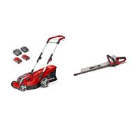 Einhell Tondeuse à Gazon sans Fil RASARRO 36/36 Kit Power X-Change (36V, Largeur Coupe : 36 cm, Jusqu’à 400m², Bac 45L) avec 2 Batteries 3,0 Ah et 2 Chargeurs + Taille-Haies sans Fil GE-CH 18/60 Li