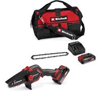 Einhell Tronçonneuse à chaîne sans fil GE-PS 18/15 Li Bag Kit Power X-Change (18 V, Brushless, longueur de coupe 12,5 cm, avec batterie 2,5 Ah, chargeur, chaîne de rechange, sac Einhell 45/29)
