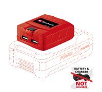 Einhell USB Fast Charger 2.1A Power Bank Adapter For Power X-Change Battery BARE