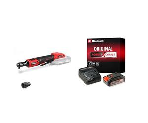 Einhell Visseuse à cliquet sans fil TE-RW 18/60 Li-Solo Power X-Change (18 V, 60 Nm, porte-outil 3/8", rotation droite/gauche, lumière LED, adaptateur 1/2 » inclus) avec Chargeur et Batterie 2,5Ah