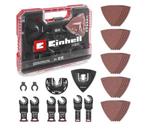 Einhell XL-PLUS-CASE 35 pièces jeu d’accessoires multifonctions pour bois | Lames CV / HCS | plateau Delta | papier abrasif oxyde d'aluminium bois | adaptateur Dremel | fixation Open-Back