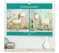 Einhornzauber. Liebliche Unicorn-Weisheiten (hochwertiger Premium Wandkalender 2026 DIN A2 quer), Kunstdruck in Hochglanz: Mit Einhornsprüchen durch ein Jahr voller zarter, magischer Abenteuer