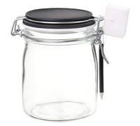 Einkochwelt 79173 Lot de 4 bocaux en verre transparent à étrier 750 ml avec champ de craie, pot à confiture, pot de conservation en verre avec stylo et éponge