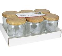 EINKOCHWELT Pot à couvercle vissé 446ml avec couvercle TO 82mm Tray en bois, clair (pack de 6)