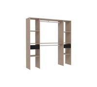 Kit dressing ARTIC EKIPA - Décor mélaminé chêne Jackson et noir - 2 penderies + 2 tiroirs - L176 x P40 x H180 cm - Fabriqué en France