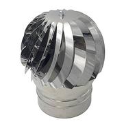 EINSIDE Extracteur de fumées rotatif éolien en inox AISI304 base ronde, chapeau de cheminée (ø 120 mm)
