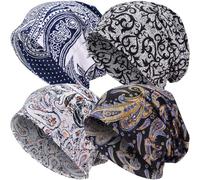 EINSKEY Bonnet ample pour homme/femme, tendance, surdimensionné, grande casquette tête de mort, chimio, bonnet de nuit, Lot de 4 (fleur B), Taille unique