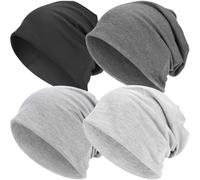 EINSKEY Bonnet léger et souple pour homme et femme, surdimensionné en coton fin, bonnet de chimio, bonnet de nuit pour toutes les saisons, Lot de 4 (multicolore Q), taille unique