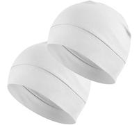 EINSKEY Chapeau Coton Hommes Femmes Léger Respirant Skull Cap Multifonction Coiffure Casquette pour la Nuit, Casque de Moto, Vélo, Chimiothérapie, 2 Blanc, Taille Unique