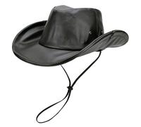 EINSKEY Chapeau Fedora unisexe en cuir avec bord façonnable, protection solaire UPF50+ et pliable, noir, taille unique