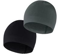 EINSKEY Lot de 2 bonnets tricotés pour homme et femme, pour toutes saisons pour le ski, la course, la randonnée et le camping, Noir et gris foncé, taille unique