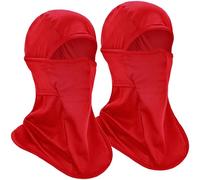 EINSKEY Lot de 2 cagoules rafraîchissantes en soie - Masque de ski multifonction - Écharpe - Cache-cou - Doublure pour casque tactique - Pour moto, cyclisme, course à pied, ski, snowboard, 2 Rouge,