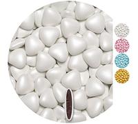 EinsSein 0,5kg Dragees mariage au chocolat cœur médium blanc perle dragées baptême communion amandes feter et recevoir fêter de fete couleur pas cher aux bombe tag voir mes etui contenant boite a