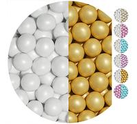 EinsSein 0,7kg Crispy chocolat Dragees mariage Mix grand blanc-or - ca.1,8 cm perles - dragées baptême communion amandes feter et recevoir fêter de fete couleur pas cher aux bombe tag