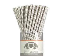 EinsSein 100x Pailles de Papier Wave L 19,5cm argenté