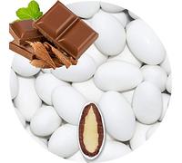 EinsSein 1kg Dragees amandes au chocolat au lait blanc mat | ca. 160 pièce Dragées Mariage Baptême Communion Célébrer Fête Candybar | cadeaux d’invités | Amandes chocolatées enrobées de sucre