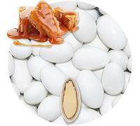 EinsSein 1kg Dragees amandes au chocolat Caramel blanc mat | ca. 160 pièce Dragées Mariage Baptême Communion Célébrer Fête Candybar | cadeaux d’invités | Amandes chocolatées enrobées de sucre
