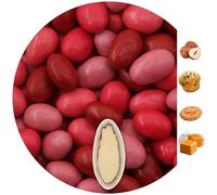EinsSein 1kg Dragees amandes au chocolat Mélange de saveurs Mix rouge brillant | ca. 160 pièce Dragées Mariage Baptême Communion Célébrer Fête Candybar | cadeaux d’invités | Amande | Badem sekeri