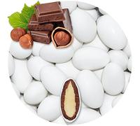 EinsSein 1kg Dragees amandes au chocolat Nougat blanc mat | ca. 160 pièce Dragées Mariage Baptême Communion Célébrer Fête Candybar | cadeaux d’invités | Amandes chocolatées enrobées de sucre