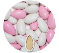 EinsSein 1kg Dragées Amandes Gracile midi blanc & rose brillant | ca. 300 pièce Dragees Mariage Baptême Communion Célébrer Fête Candybar | Cadeaux Invités | Bonbons aux Amande Premium