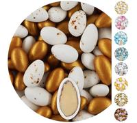 EinsSein 1kg Dragees mariage amande Conchiglia à la Cannelle Mix blanc-brun moucheté & or dragées baptême communion amandes feter et recevoir fêter de fete couleur pas cher aux bombe tag voir mes etui