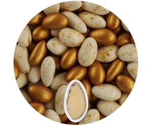EinsSein 1kg Dragees mariage amande Conchiglia Saveur Secco Mix ivoire & or dragées baptême communion amandes feter et recevoir fêter de fete couleur pas cher aux bombe tag voir mes etui contenant