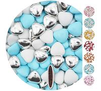 EinsSein 1kg Dragees mariage au chocolat cœur Mix médium blanc-bleu clair-argent brillant dragées mariage baptême noël communion amandes feter et recevoir fêter de fete couleur pas cher aux bombe tag