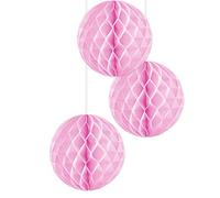 EinsSein 3X Boules en nid d'abeille Supreme 30cm Rose Boule Papier Boules de Rose Banderole Pompoms Pom poms Porte clefs Decoration Fleurs Anniversaire Table Plan eventail éventail en Birthday Soie