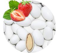 EinsSein 500g Dragees amandes au chocolat Fraise blanc mat | ca. 80 pièce Dragées Mariage Baptême Communion Célébrer Fête Candybar | cadeaux d’invités | Amandes chocolatées enrobées