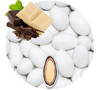 EinsSein 500g Dragees amandes au chocolat noir & chocolat blanc mat | ca. 80 pièce Dragées Mariage Baptême Communion Célébrer Fête Candybar | cadeaux d’invités | Amandes chocolatées | Badem sekeri