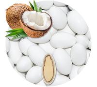 EinsSein 500g Dragees amandes au chocolat Noix de Coco blanc mat | ca. 80 pièce Dragées Mariage Baptême Communion Célébrer Fête Candybar | cadeaux d’invités | Amandes chocolatées enrobées de sucre