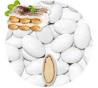 EinsSein 500g Dragees amandes au chocolat Tiramisu blanc mat | ca. 80 pièce Dragées Mariage Baptême Communion Célébrer Fête Candybar | cadeaux d’invités | Amandes chocolatées | Badem sekeri