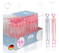 EinsSein 96x Bulles de savon mariage avec autocollants bocaux d'amour Box or-vert | bulle pour flacon deco coeur champêtre enfant anniversaire cadeau invites confirmation | transparente plastique tube