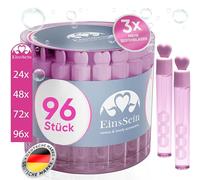 EinsSein 96x Bulles de Savon Mariage bocaux d'amour Set Rose Bulle pour Flacon Deco Coeur champêtre Enfant Anniversaire Cadeau invites Confirmation Anniversaire Transparente Plastique Tube à de Table