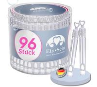 EinsSein 96x Bulles de Savon Mariage Lunettes à Coeur Box Bulle pour Flacon | Cadeaux Invités Mariage Baptême Anniversaire Fête Enfants Décoration Champêtre | Transparente Plastique Tube à de
