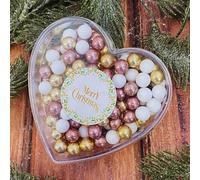 EinsSein Chocolat Cœur Cadeau de Noël Merry Christmas Blanc/Or/Rose | Cadeau de Saint-Nicolas, Boules de chocolat | Petits cadeaux pour Noël | Saint-Nicolas Christmas