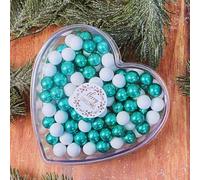 EinsSein Chocolat Cœur Cadeau de Noël Merry Christmas Blanc/Vert | Cadeau de Saint-Nicolas, Boules de chocolat | Petits cadeaux pour Noël | Saint-Nicolas Christmas