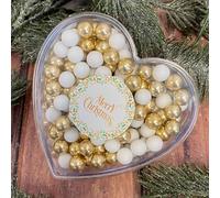 EinsSein Coeur en boules de chocolat Cadeau Joyeux Noël blanc-or | Idée Cadeau Saint-Nicolas, Gourmandise avec Boules de Chocolat Gourmandes | Petit Cadeau Festif pour les Fêtes