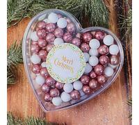 EinsSein Coeur en boules de chocolat Cadeau Joyeux Noël blanc-rose | Idée Cadeau Saint-Nicolas, Gourmandise avec Boules de Chocolat Gourmandes | Petit Cadeau Festif pour les Fêtes