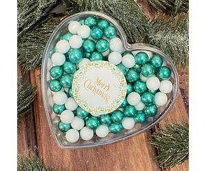 EinsSein Coeur en boules de chocolat Cadeau Joyeux Noël blanc-vert | Idée Cadeau Saint-Nicolas, Gourmandise avec Boules de Chocolat Gourmandes | Petit Cadeau Festif pour les Fêtes