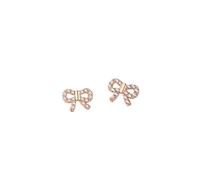 Einzelstück Boucles d'oreilles en forme de nœud avec cristaux de zircone I Clous d'oreilles « Little Bow » en argent sterling 925 plaqué or 14 carats I Argent, or et or rose, filigran, Argent sterling