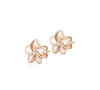 Einzelstück® Boucles d'oreilles frangipanier avec fleur monoi I Boucles d'oreilles en argent sterling 925 plaqué or 14 carats I Argent, or et or rose I, filigran, Argent sterling, Zircone cubique