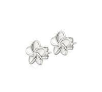 Einzelstück® Boucles d'oreilles frangipanier avec fleur monoi I Boucles d'oreilles en argent sterling 925 plaqué or 14 carats I Argent, or et or rose I