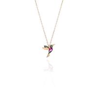 Einzelstück Collier avec pendentif colibri I en argent sterling 925 I Chaîne en argent véritable plaqué or I Pendentif oiseau en zircone cubique (collier colibri doré), argent sterling 925, or rose,