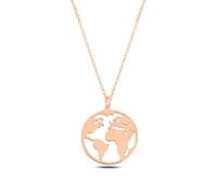 Einzelstück® Collier avec pendentif globe I Argent sterling 925 / or 14 carats / plaqué or rose 14 carats I Chaîne en argent avec globe I Hypoallergénique et sans nickel, Argent sterling