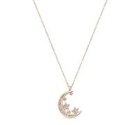 Einzelstück® Collier avec pendentif lune et étoiles - En argent sterling 925 plaqué or 18 carats - Pierres de zircone - Hypoallergénique et sans nickel, Argent sterling Or