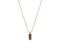 Einzelstück Collier délicat en argent sterling 925 avec pendentif en pierre verte plaqué or 14 carats pour femme Baguette en oxyde de zirconium Collier simple pour femmes et filles (Sage), Filigran